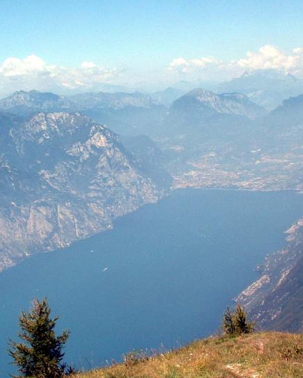 View from the peak of Monte Baldo towards the north end of the lake
