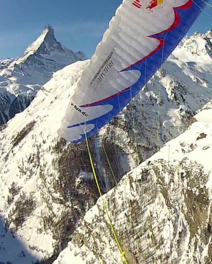 Acro Tandem Flight in Zermatt, Switzerland, in front of the Matterhorn